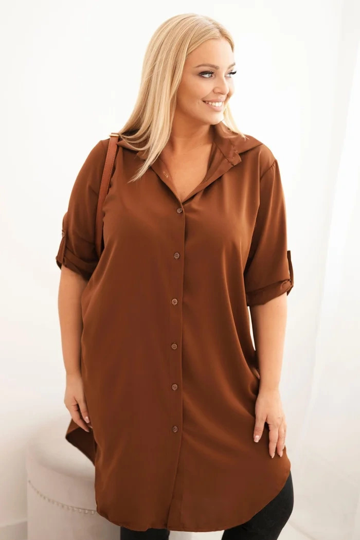 Dámske košeľové šaty hnedé - Kesi UNI