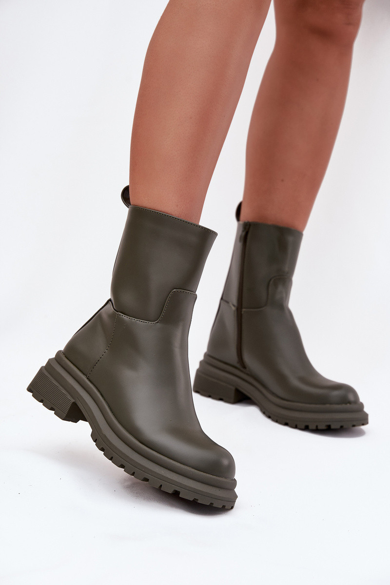 Dámske členkové topánky na platforme ML245 Khaki tmavozelená - Diamantique 40 khaki-tm.Zelená