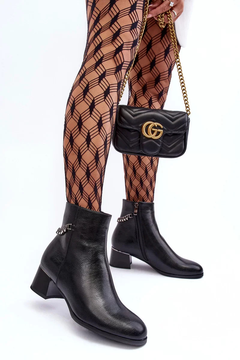 Dámske členkové topánky s nízkym podpätkom JC101P Black - Seastar 39 černá