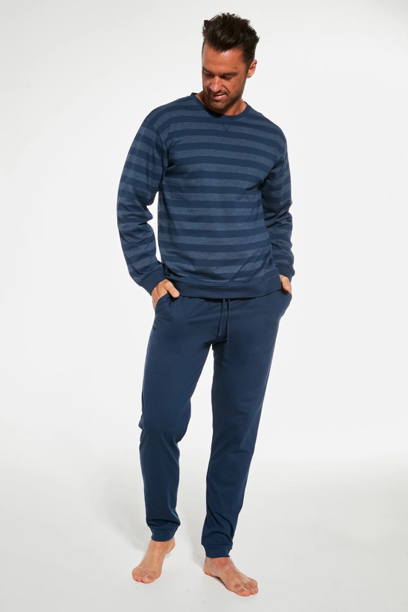 Pánske pyžamo Loose 11 117/235 Tmavomodrý vzor - Cornette XL tmavě modrá - vzor