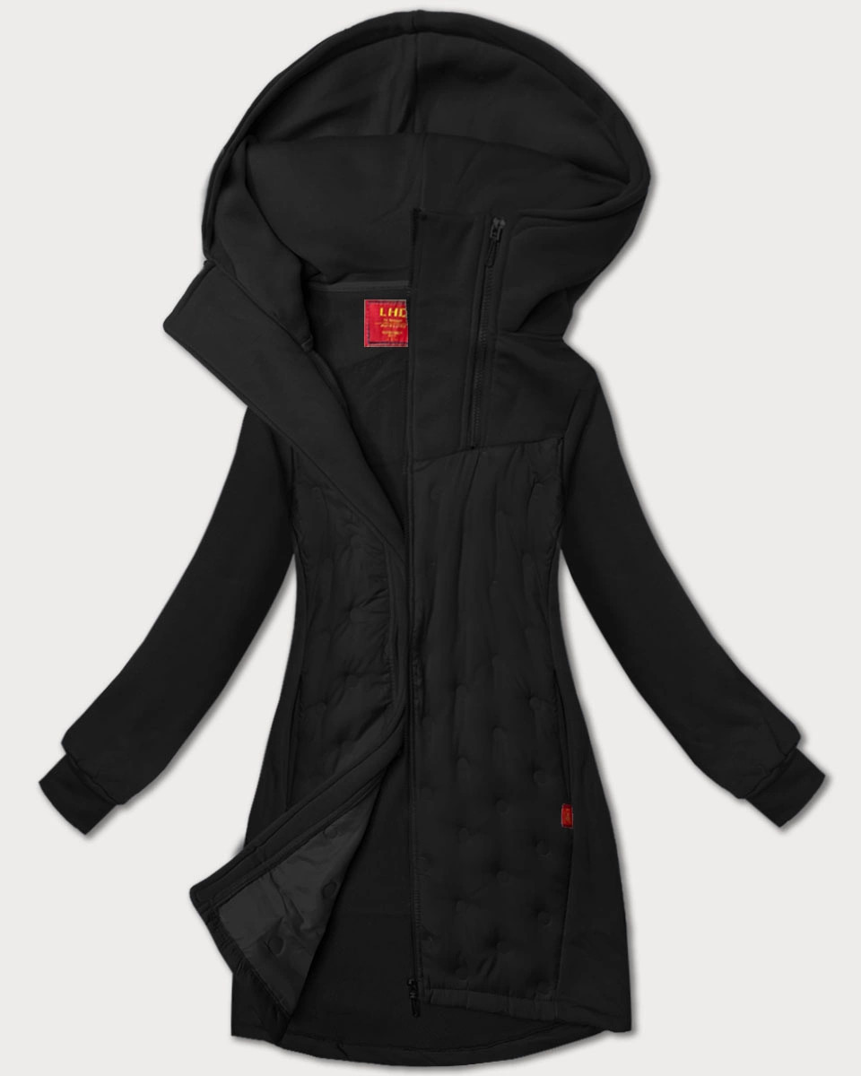 Čierna dámska dlhá mikina s kapucňou LHD (AMG-178) - Goodlooking 2XL
