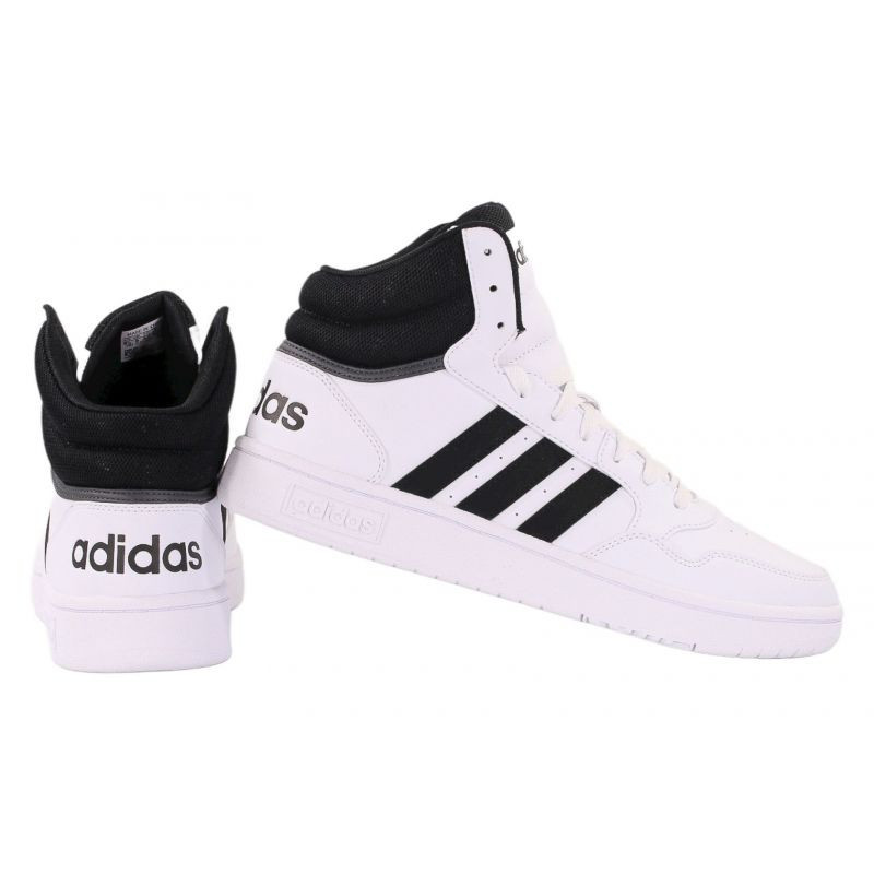 Pánska športová obuv Hoops 3.0 Mid M GW3019 White with Black - Adidas 43 1/3 bílá-černá
