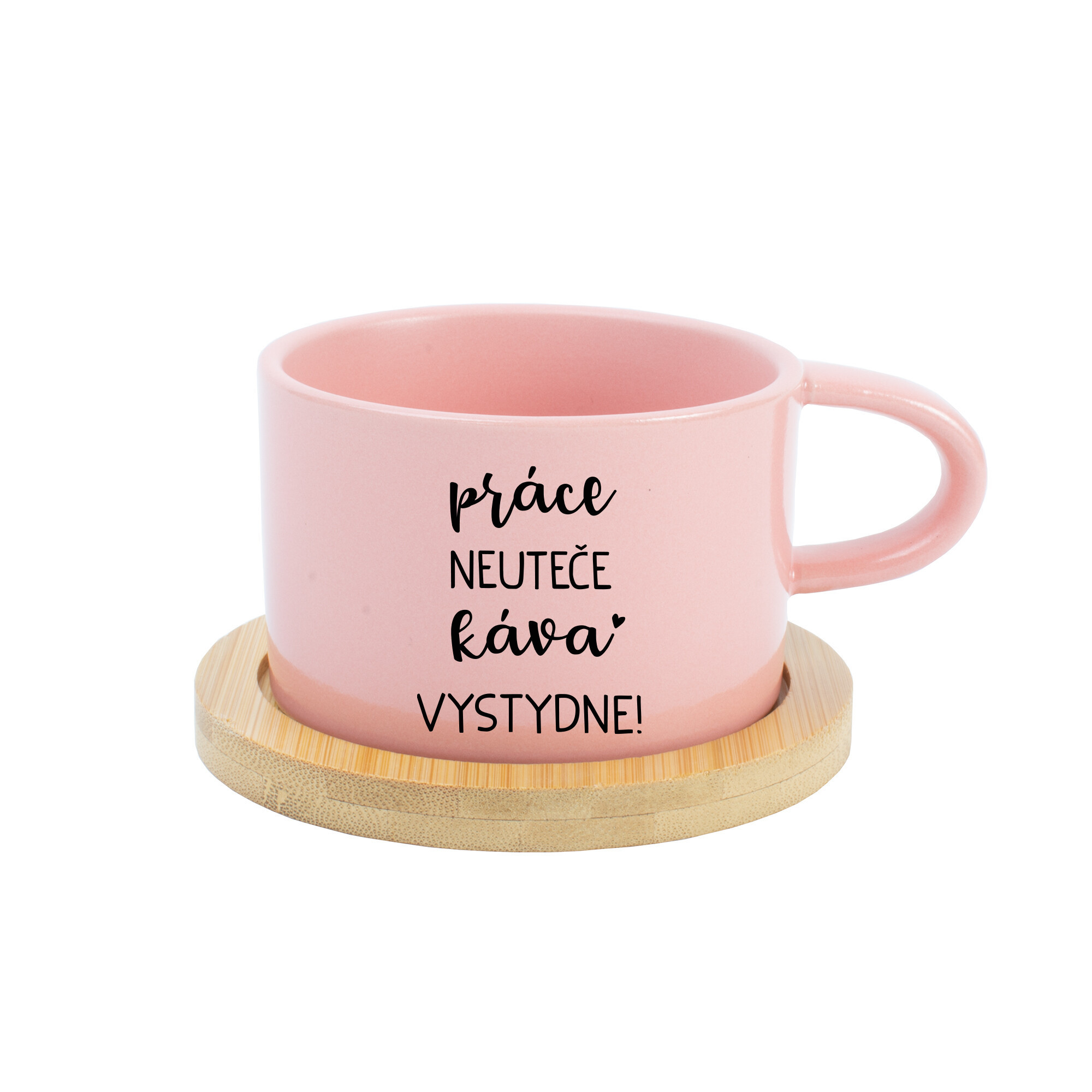 PRÁCA NEBUDE, KÁVA BUDE VÝBORNÁ! - ružový hrnček s makrónkou 200 ml
