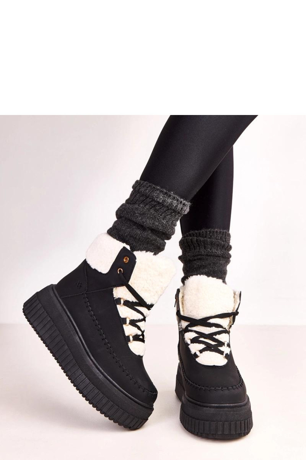 Dámske zimné topánky s kožúškom ZH15 Black with white - Next Step 39 černá s bílou