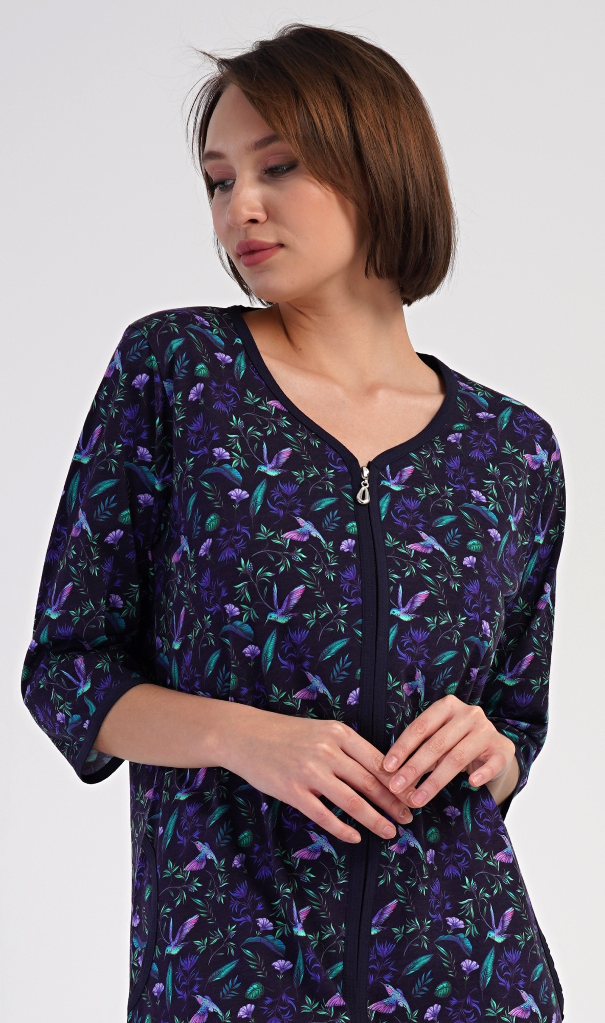 Dámské domácí šaty Kolibřík modré - Vienetta 4XL (obrázek 4)