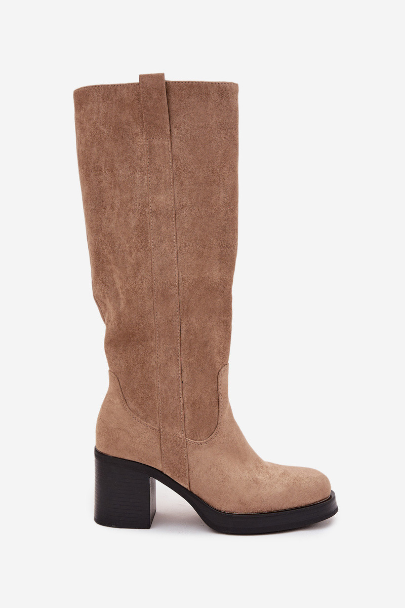 Dámské kozačky na podpatku LH-8 Béžová - JOIa shoes béžová 39 (obrázek 10)