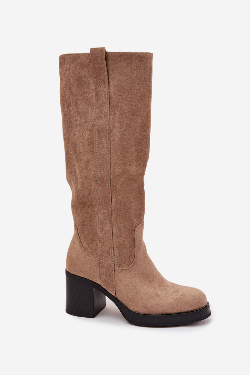 Dámské kozačky na podpatku LH-8 Béžová - JOIa shoes béžová 39 (obrázek 4)