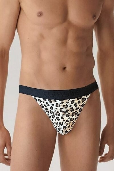 Pánske tangá High Emotion 917/164 Brown and Black - Cornette XL hnědo-černá