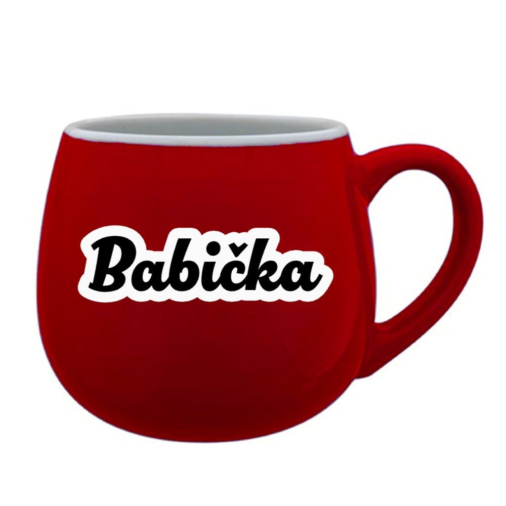 Keramický hrnček Babička (obrys) 300 ml červený - Giftela