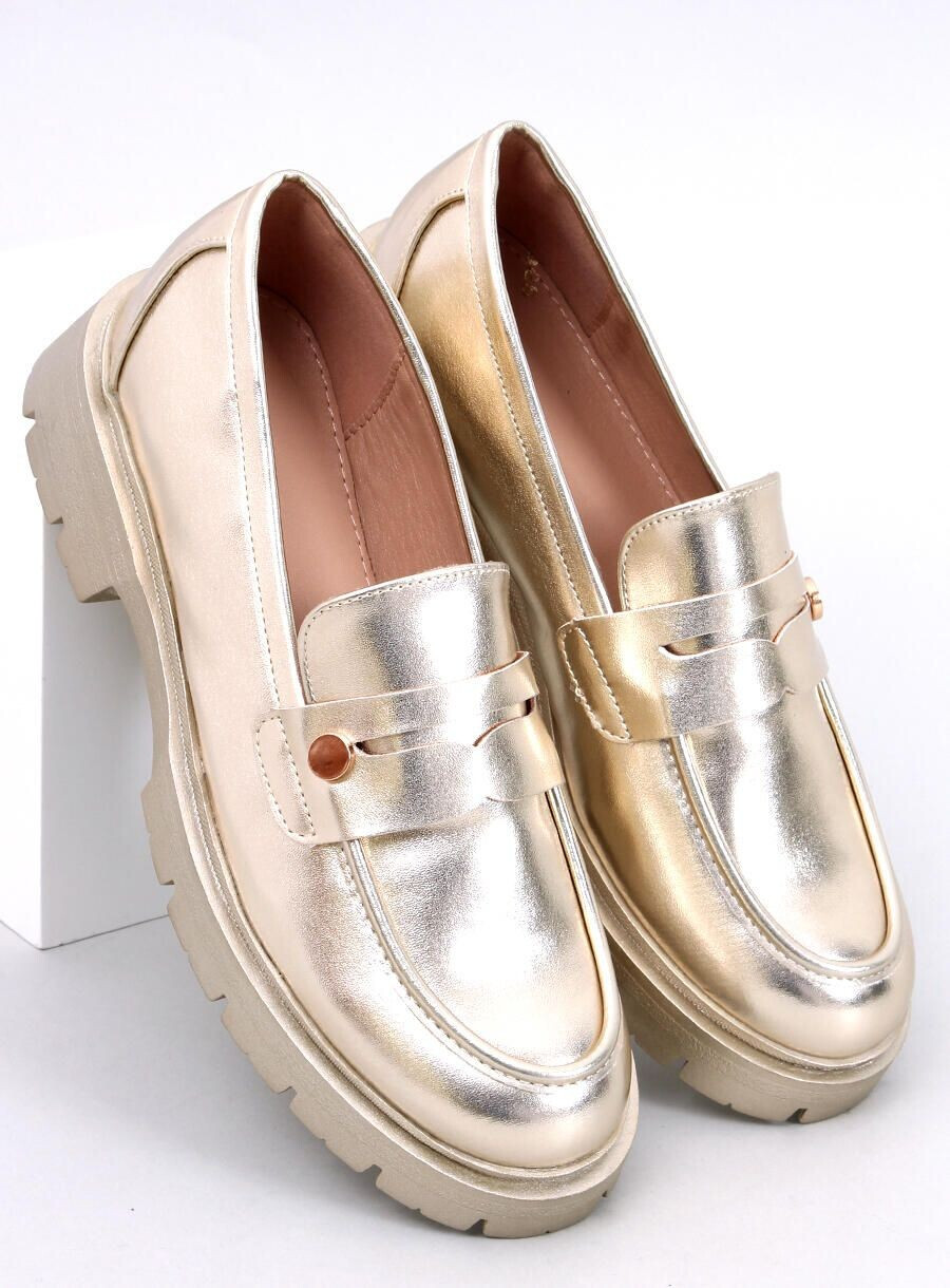 Kožené dámské mokasíny 28359 1736 zlaté - Ideal Shoes 41