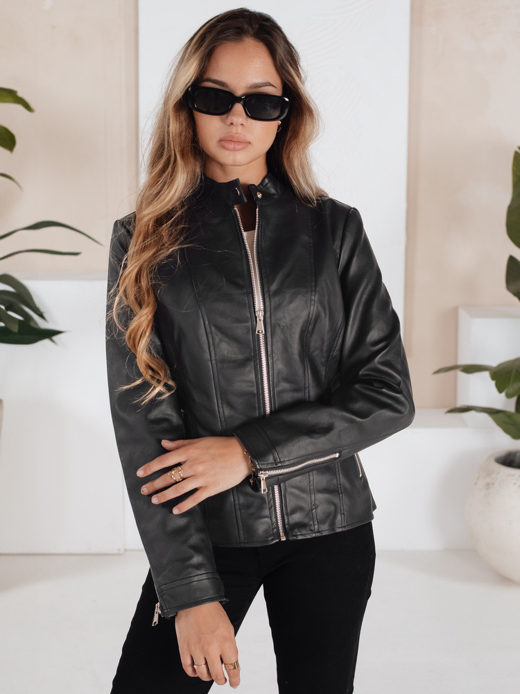 E-shop Dámska kožená bunda TY5202 black - FashionStreet XL