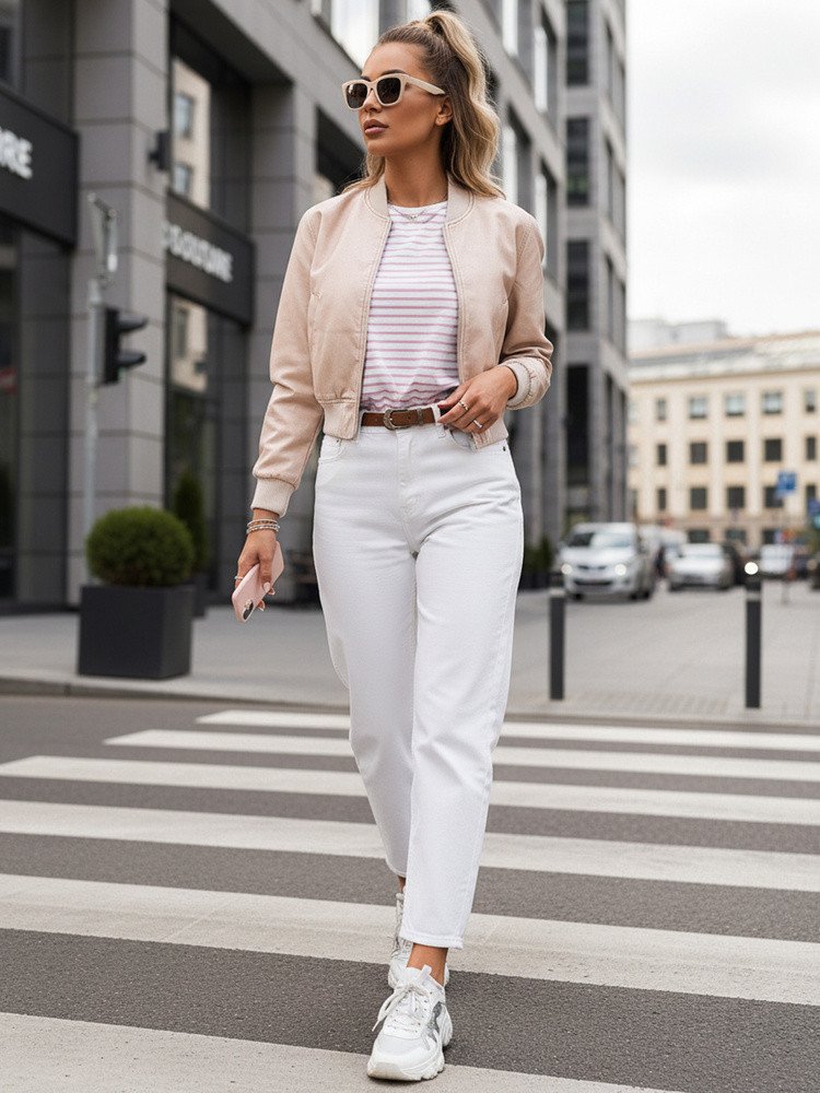 Dámská kožená bunda bomber SANTOL TY4339 béžová - FashionStreet S (obrázek 4)