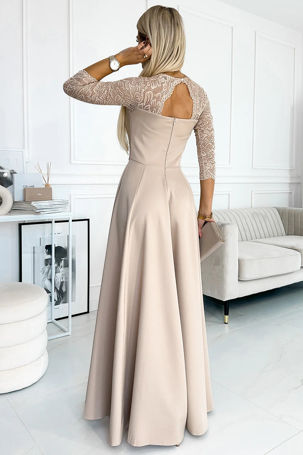Dámské krajkové šaty 309-10 AMBER béžové - Numoco S (obrázek 4)