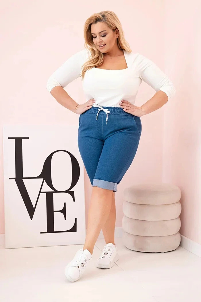 Kesi Šortky Plus Size ART9016 s vázáním Barva: Modrá, Velikost: 6XL