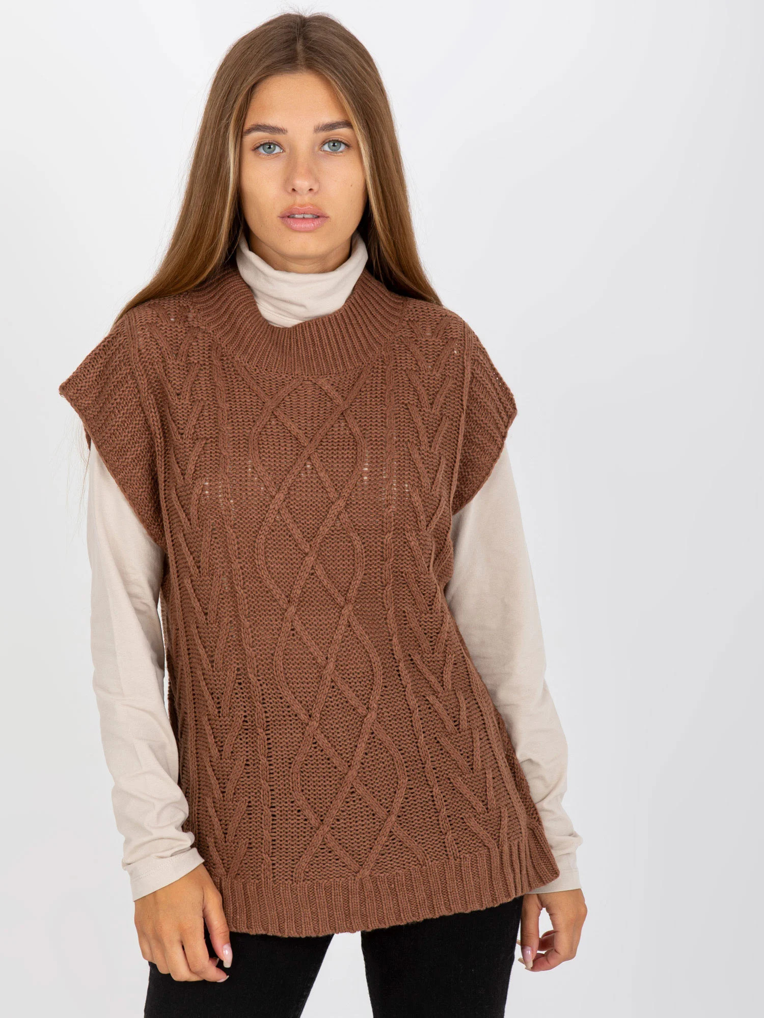 Dámská vesta D90027W90785B2 hnědá - FPrice S/M (obrázek 8)