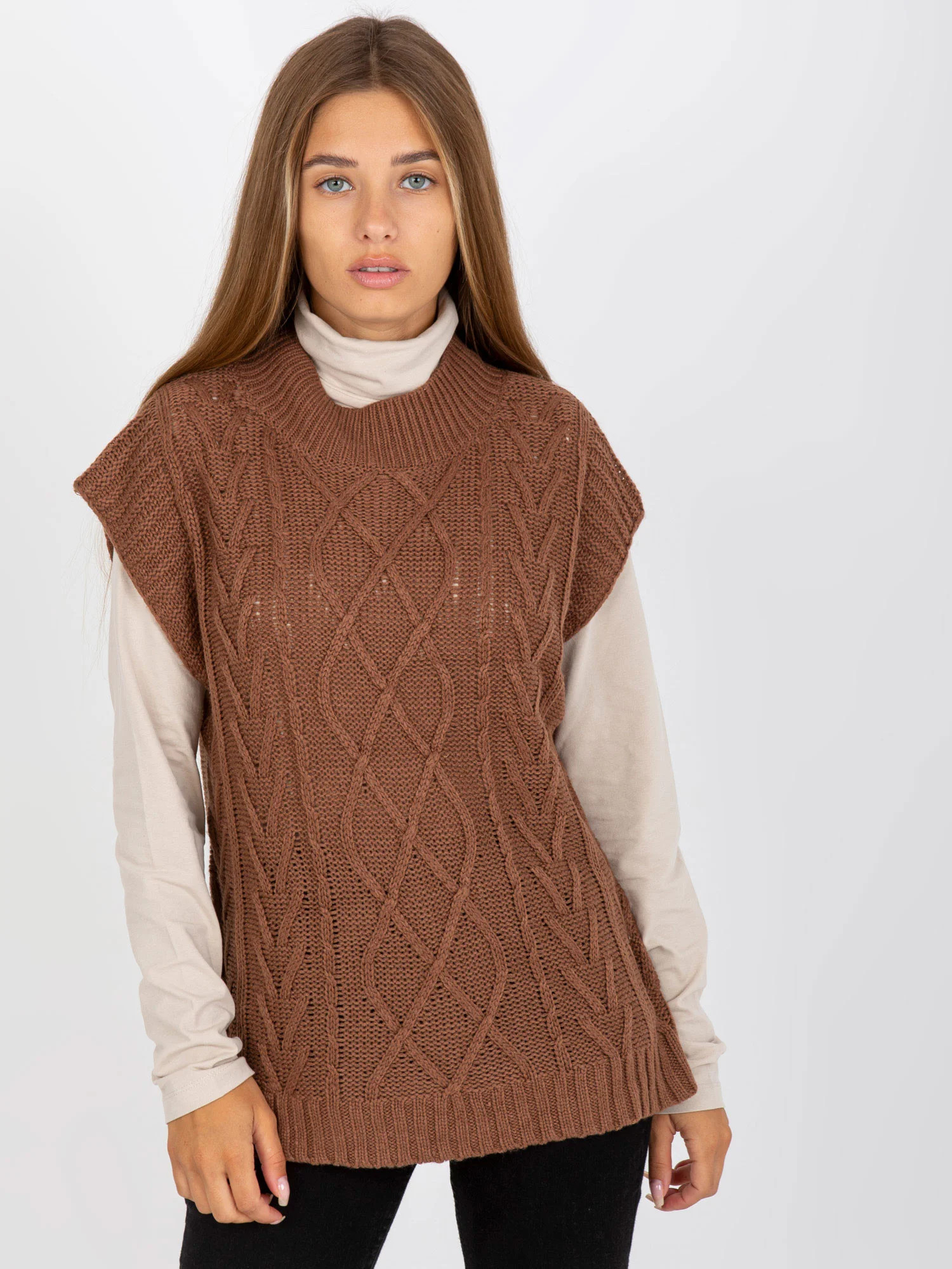 Dámská vesta D90027W90785B2 hnědá - FPrice S/M (obrázek 14)