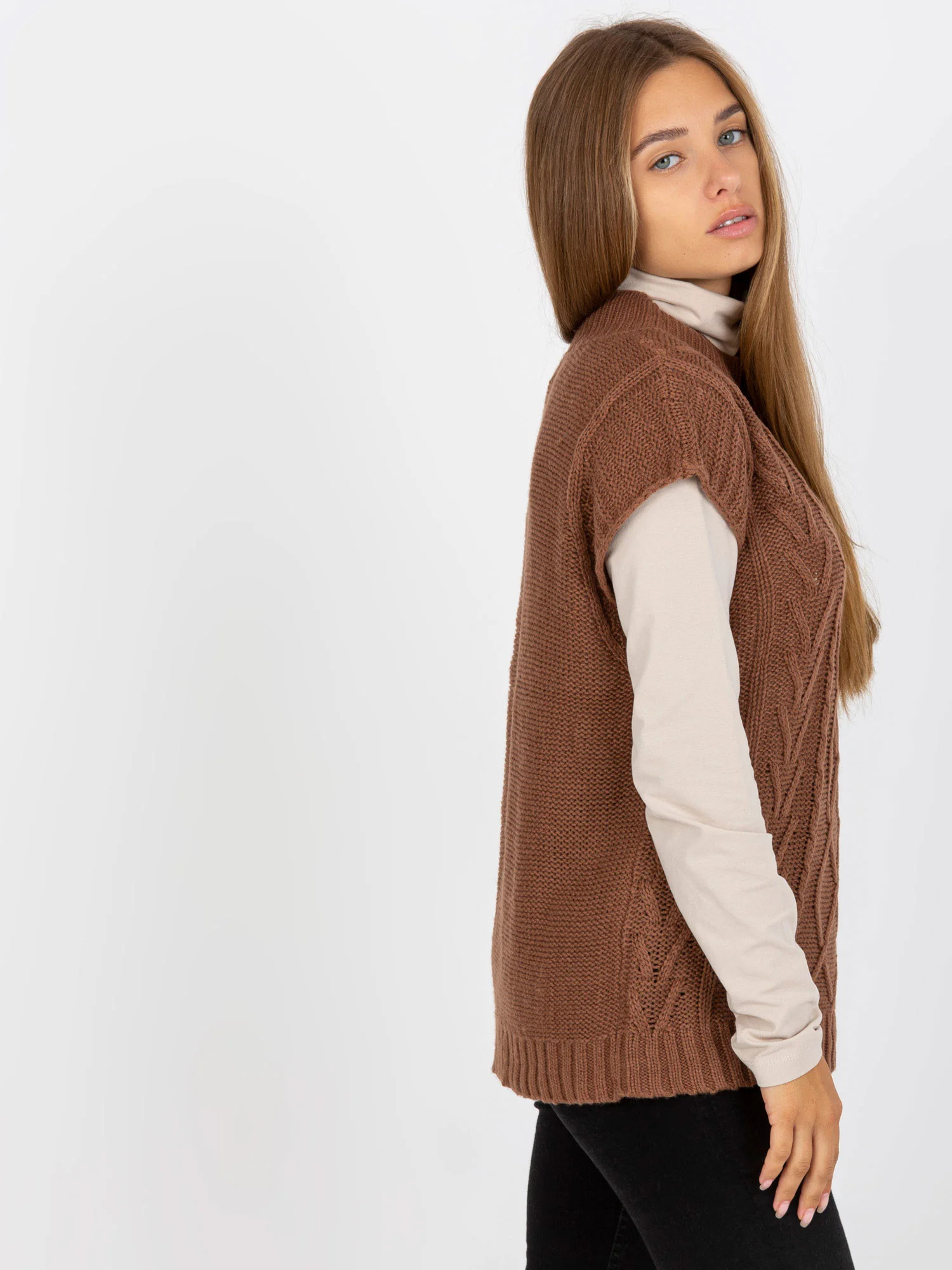 Dámská vesta D90027W90785B2 hnědá - FPrice S/M (obrázek 6)