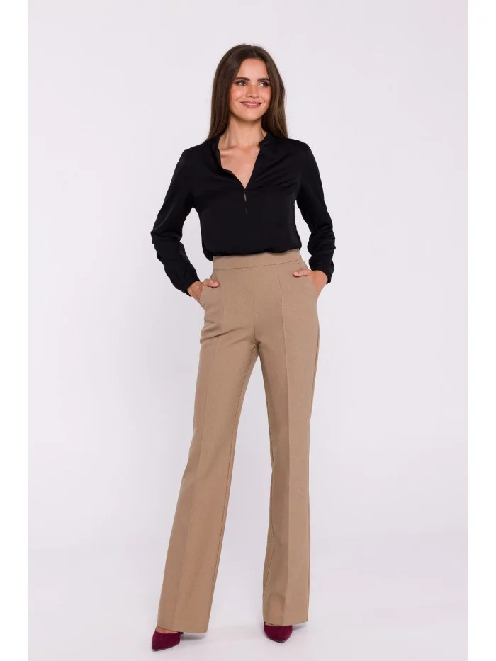 Kalhoty Bootcut S371 světle hnědé - Stylove M (obrázek 7)