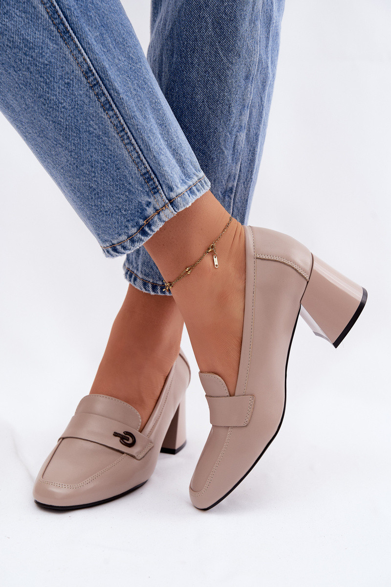 Dámske kožené poltopánky 18119 beige - Vinceza 38