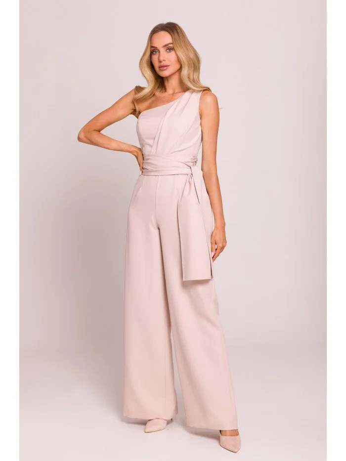 Kombinéza na jedno rameno M845 light beige - Moe M