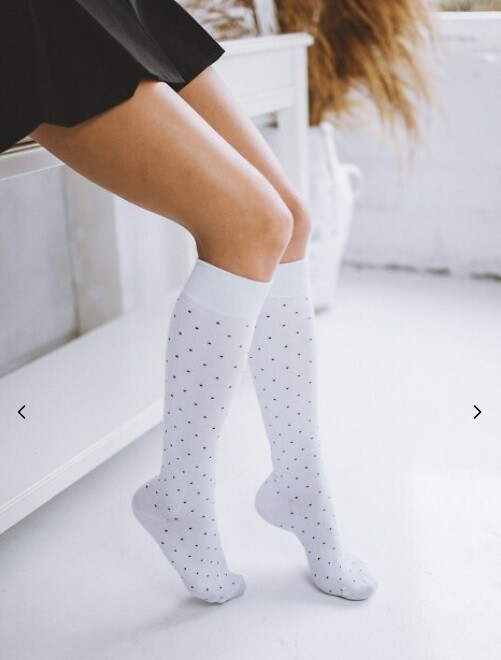 Dámske vysoké čižmy 0248-005 polka dots - Milena 37-41 bílo-černá