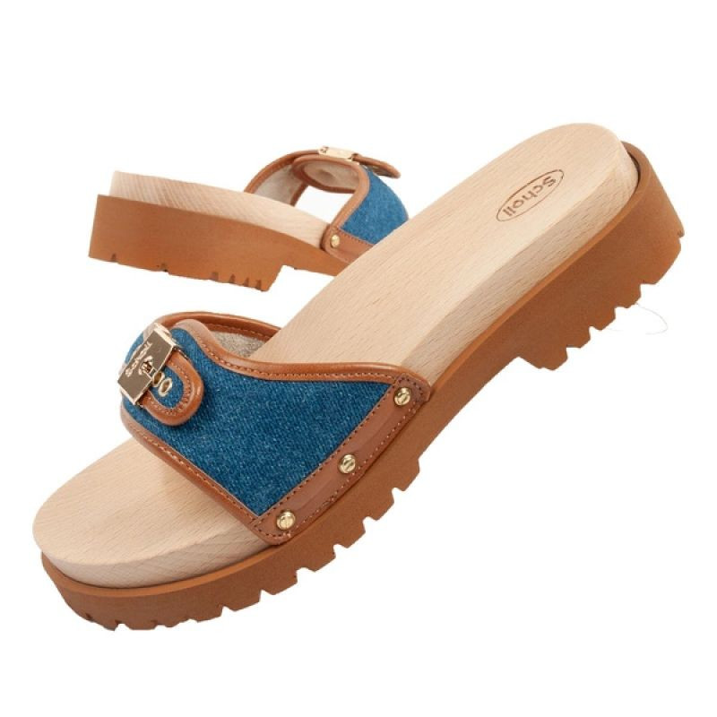 Dámské dřeváky W F305492349 hnědo-modré - Scholl Iconic  40