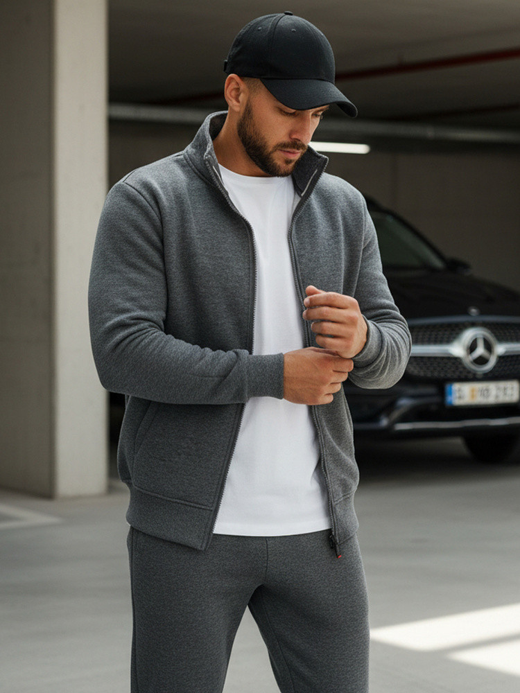 Pánská mikina na zip s kapucí antracitová BX4111 - Hi-Tec XXL