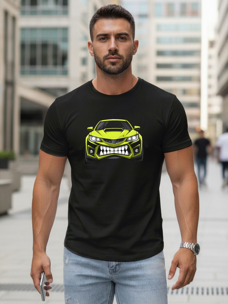 Pánske tričko s potlačou auta, čierne, NX5015R – FashionStreet XL