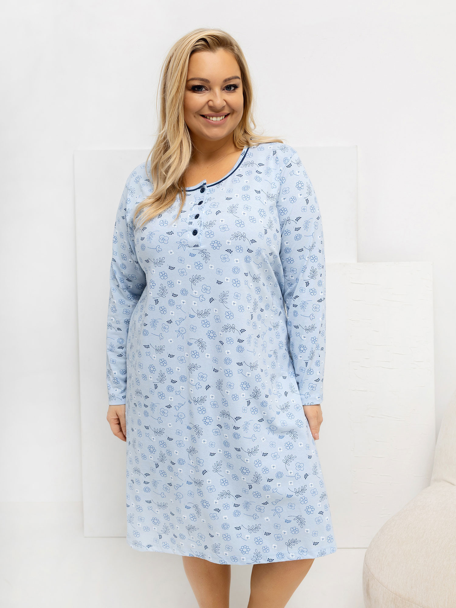 Dámská noční košile FP 604.10 světle modrá - ForeverPink XL