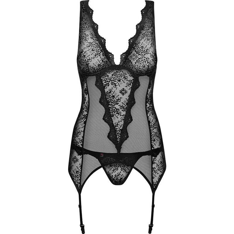 Korzet model 4392569 corset - Obsessive Velikost: S/M, Barvy: černá