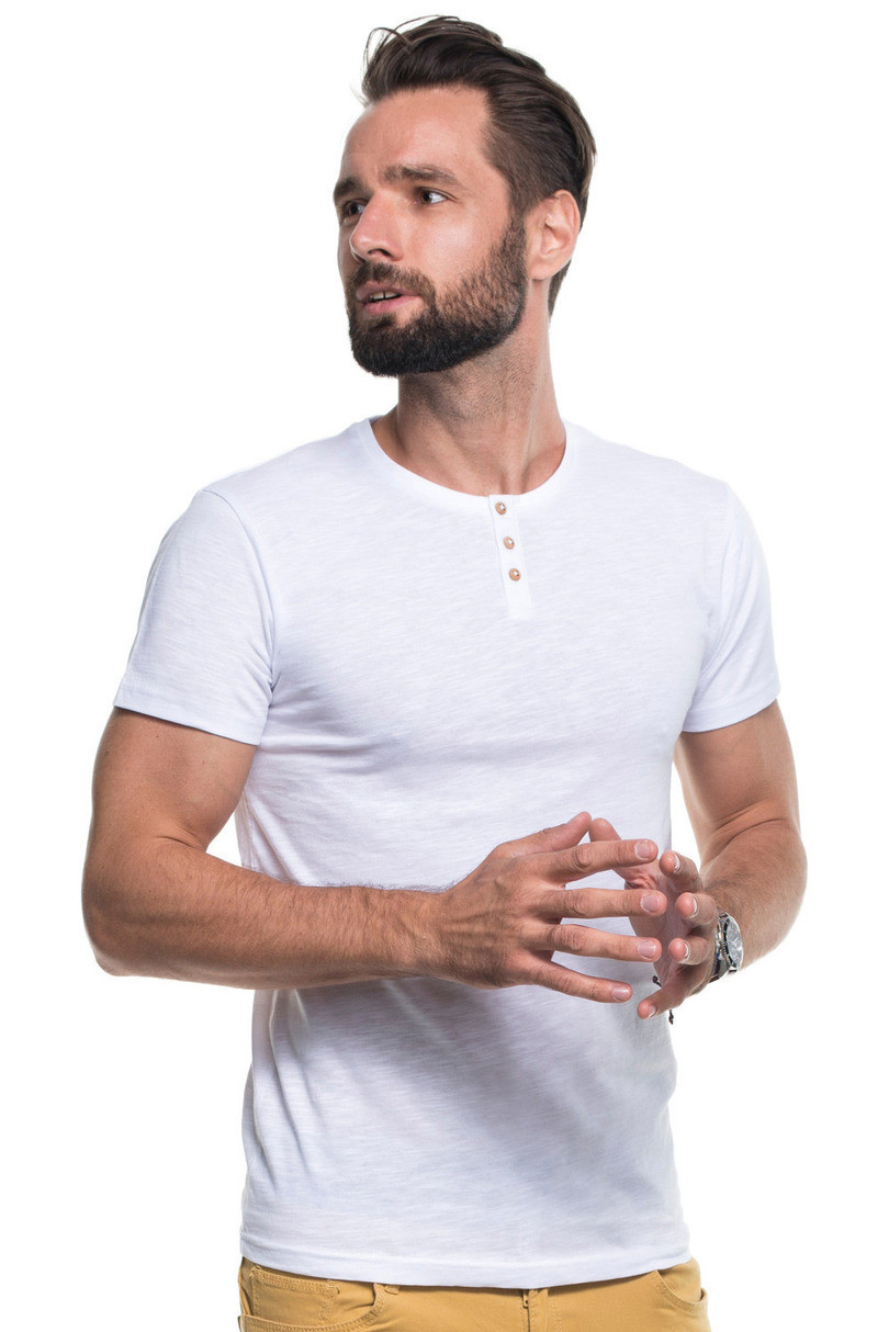 Pánske tričko M Button1 21230 - Promostars bílá L