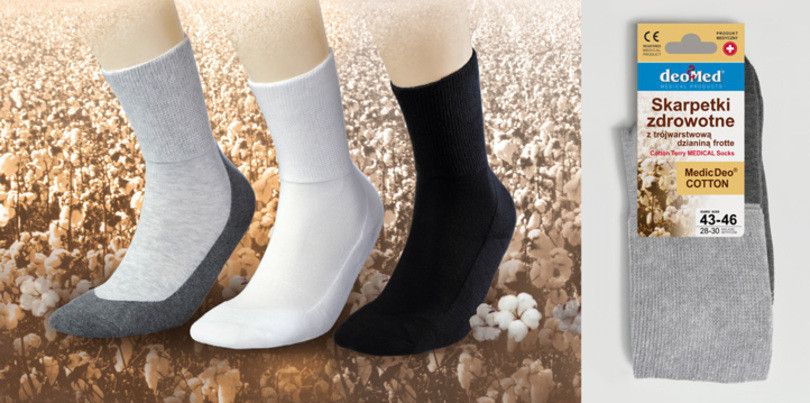 E-shop Zdravotné froté ponožky DEO COTTON - JJW DEOMED bílá 35-37