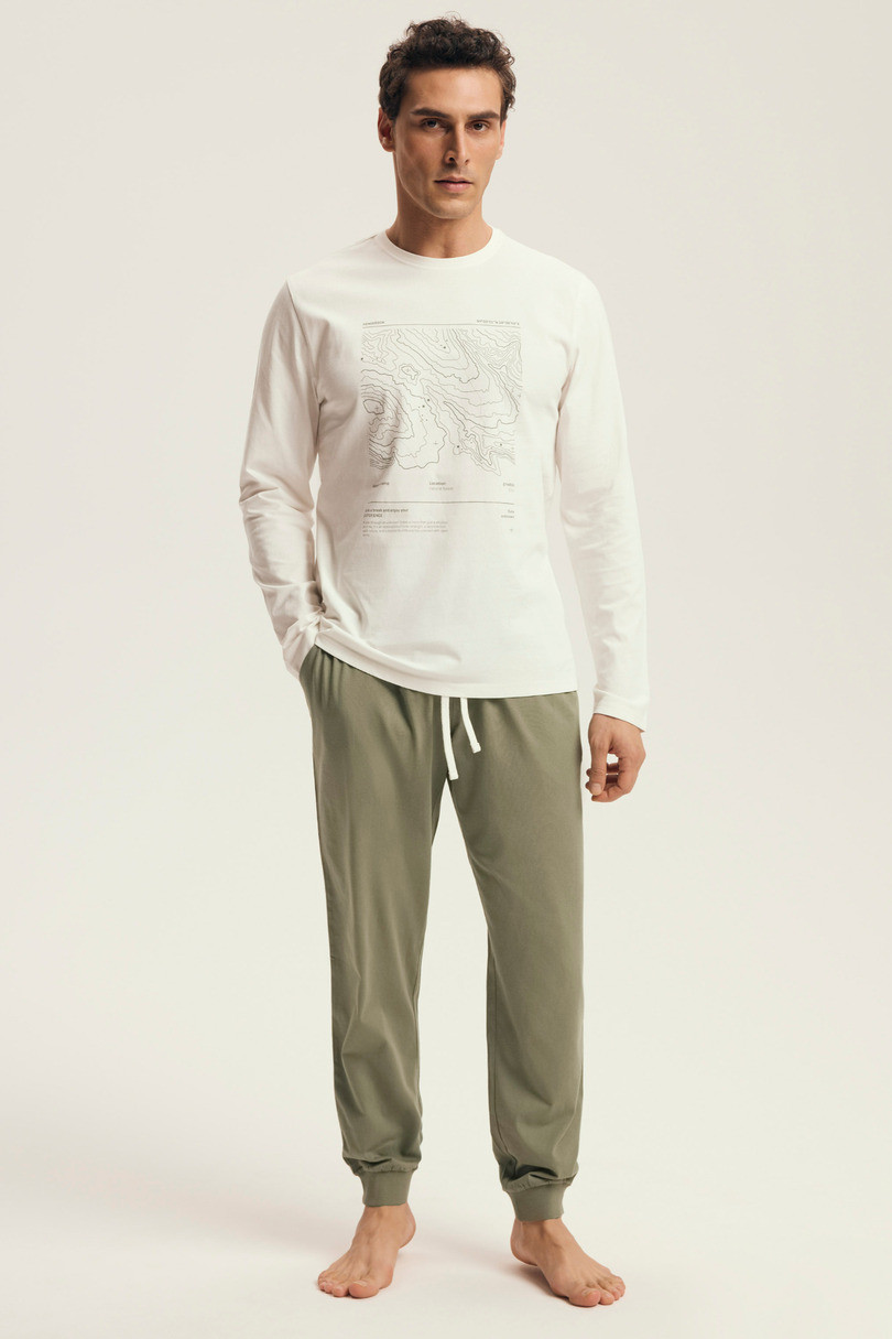 PÁNSKE PYŽAMO LOCAL 43464 AW25 ECRU-GREEN M