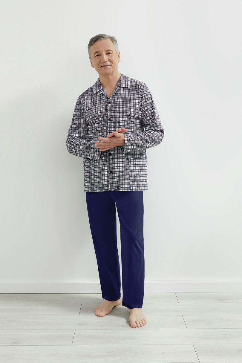Pánské rozepínané pyžamo 403 ANTONI tmavě modrá XL
