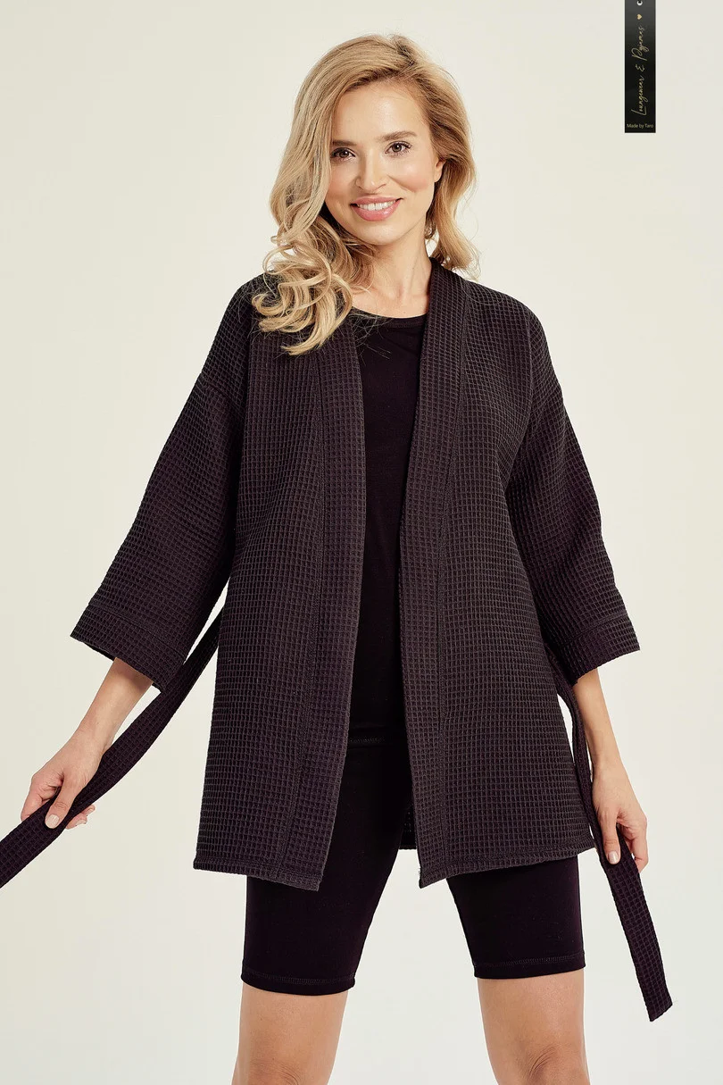 3056 DÁMSKÁ SUKNĚ/KIMONO WAFFLE černá XL (obrázek 3)