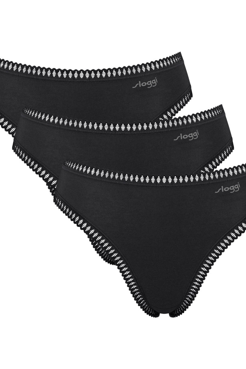 SLOGGI GO CRUSH KALHOTKY S VYSOKOU NOHAVIČKOU 3PACK BLACK černá XXL