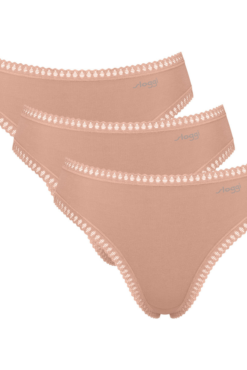 SLOGGI GO CRUSH KALHOTKY S VYSOKOU NOHAVIČKOU 3PACK BEIGE béžová M