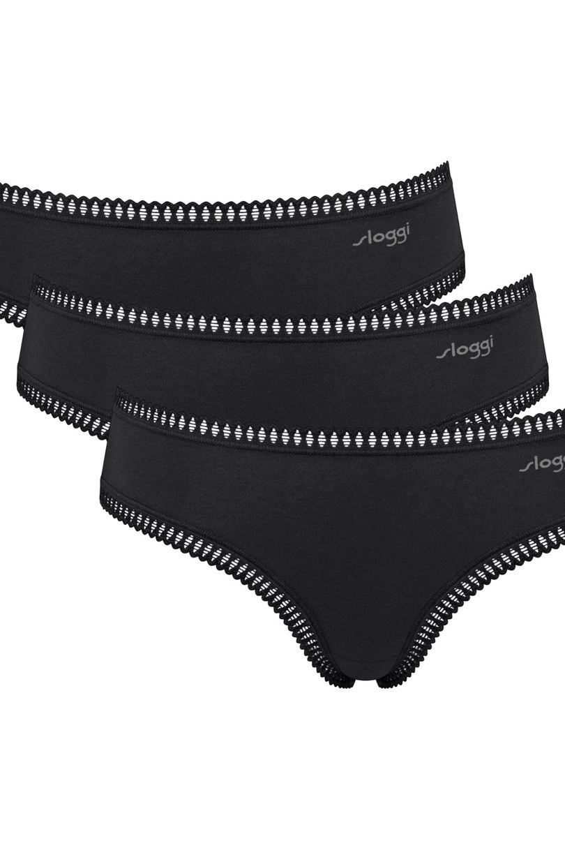 SLOGGI GO CRUSH HIPSTER KALHOTKY 3PACK ČERNÉ černá XL