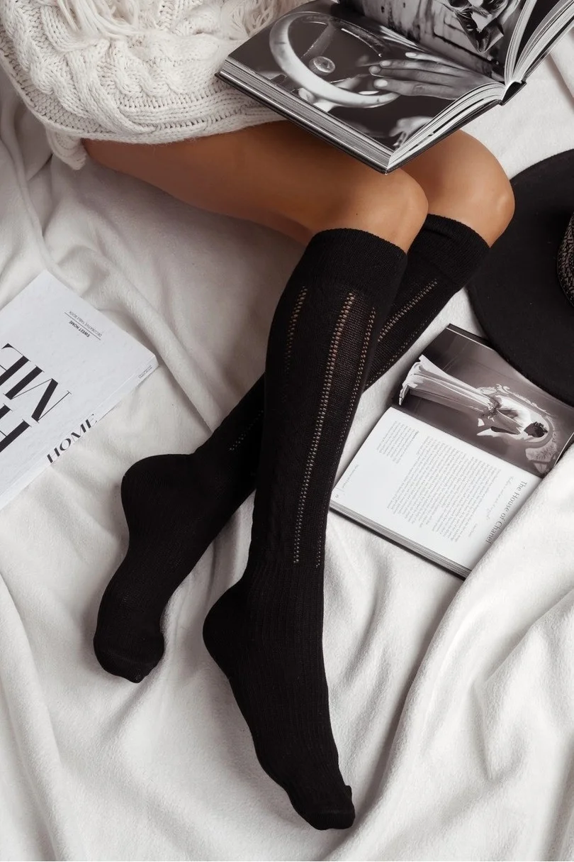 DÁMSKE PODKOLIENKY AŽUROVÉ KOCKOVANÉ 0330.002 černá 37-41