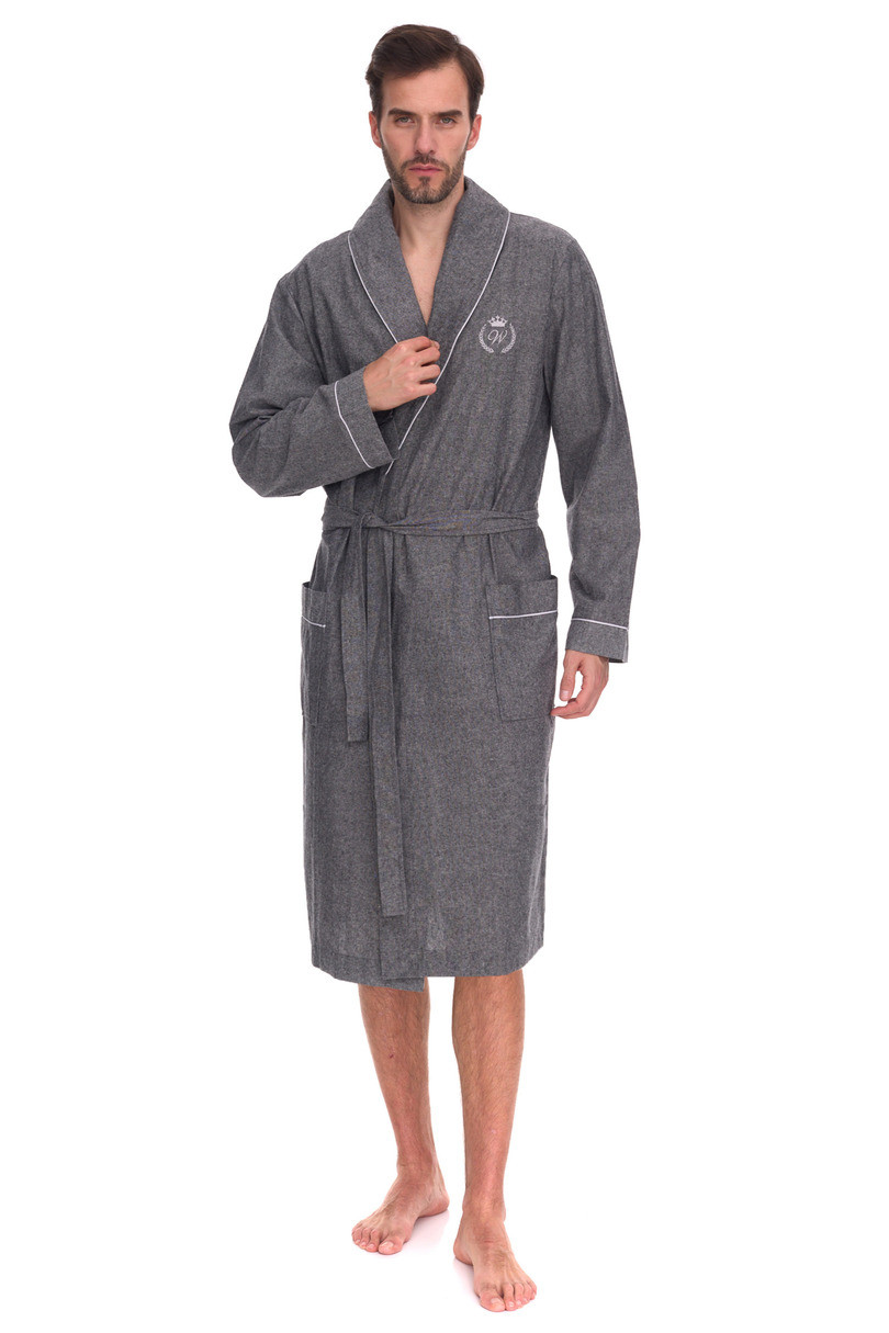 L&L 2532 Zeus M-2XL pánský župan šedá XL-182/120/116