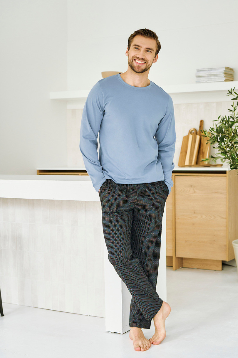 3474 PÁNSKÉ DLOUHÉ PYŽAMO LORENZO M-2XL JEANS 2XL (obrázek 3)