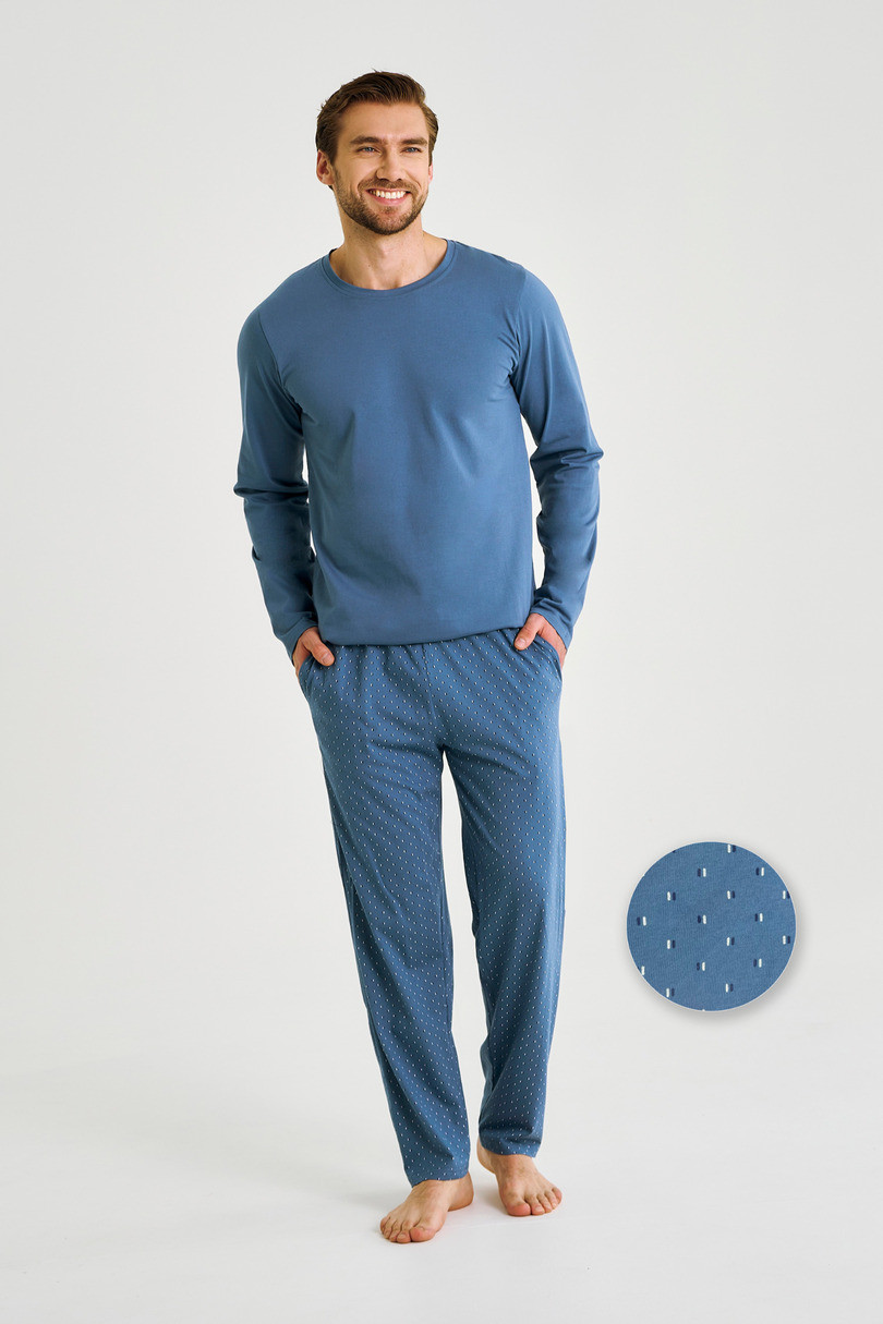 3474 PÁNSKÉ DLOUHÉ PYŽAMO LORENZO M-2XL JEANS 2XL (obrázek 5)