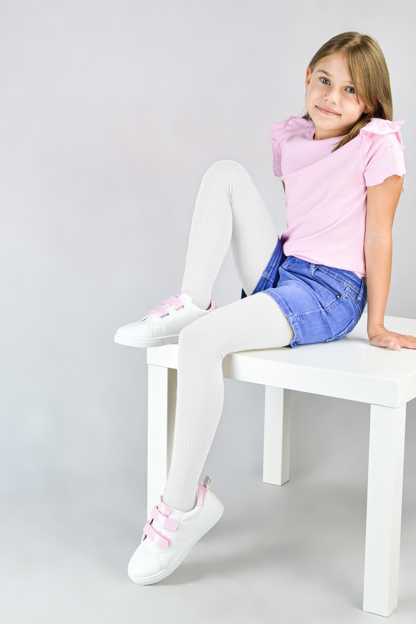 PRUHOVANÉ PANČUCHY 6-11 ROKOV RB021 pudrově růžová 128-134