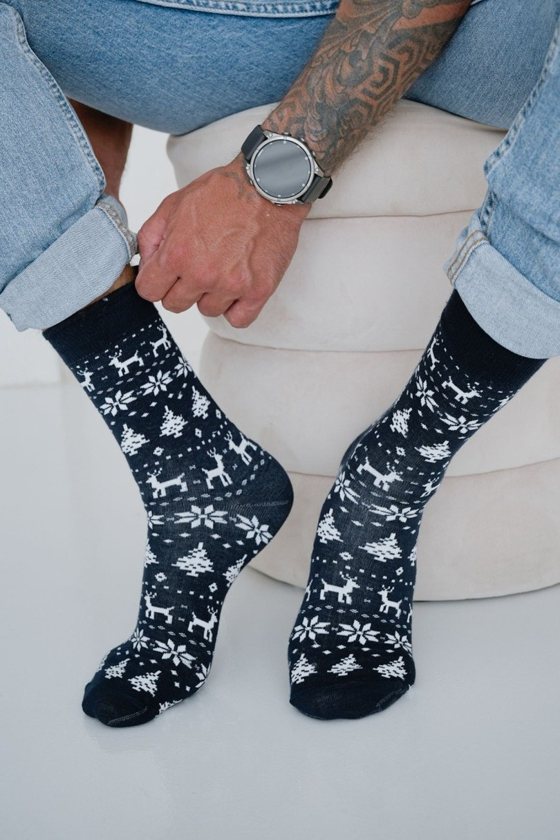 Pánske vianočné ponožky Nórsky vzor 1290.026 kaštanové 42-46