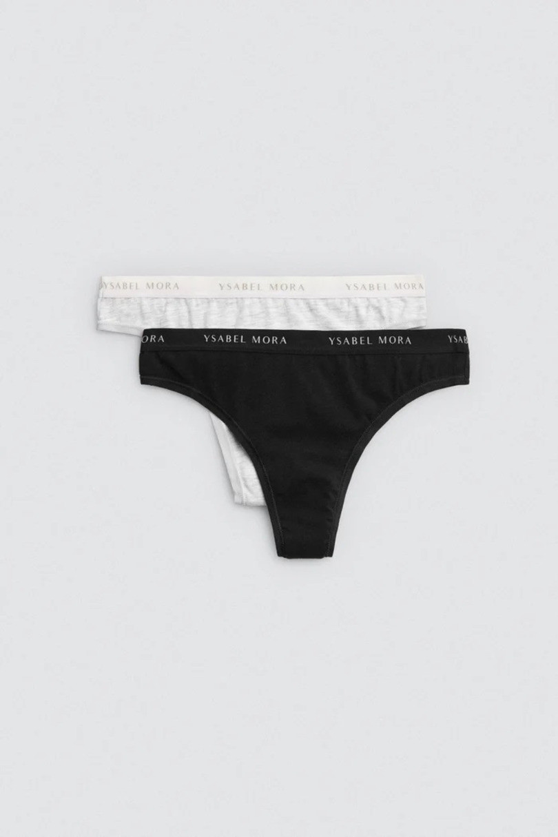 DÁMSKÁ TANGA 19466 2PACK černošedá XL