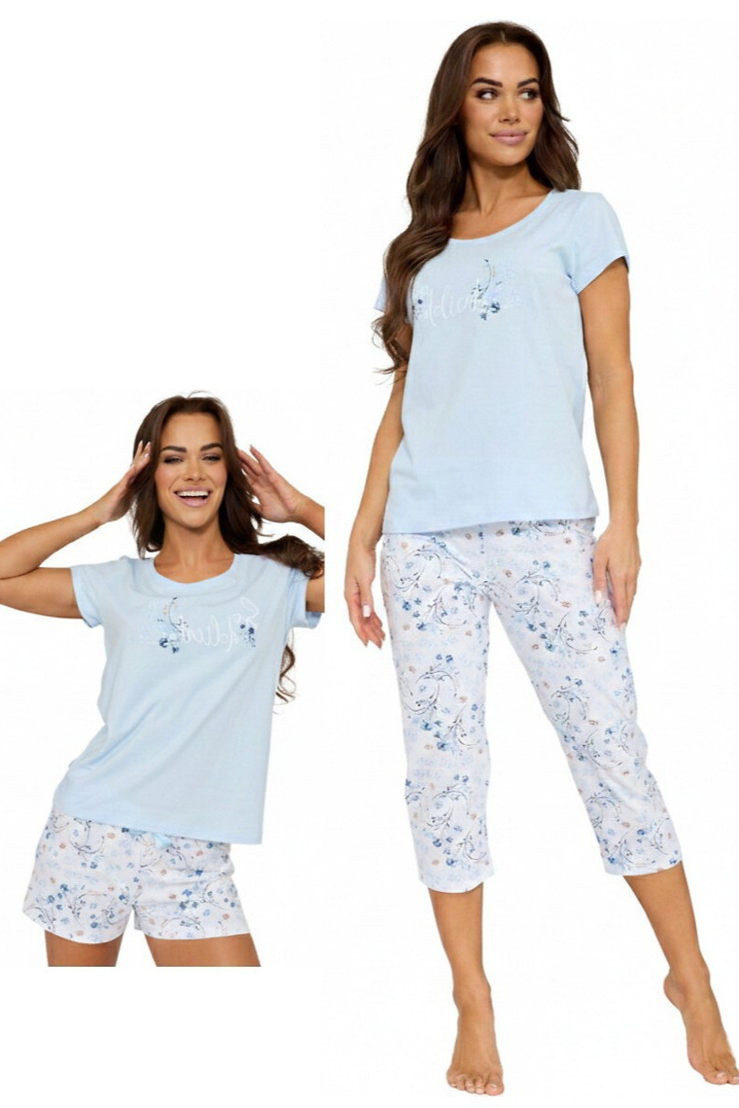 DÁMSKÉ PYŽAMO KR 466/344 SO DELICATE 3-PACK modrá M