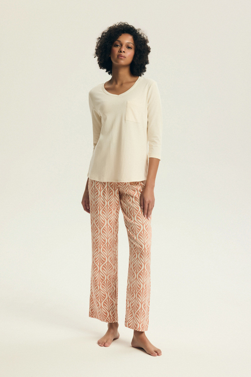 DÁMSKÉ PYŽAMO DENISE 43671 SS26 CREAM-PEACH M