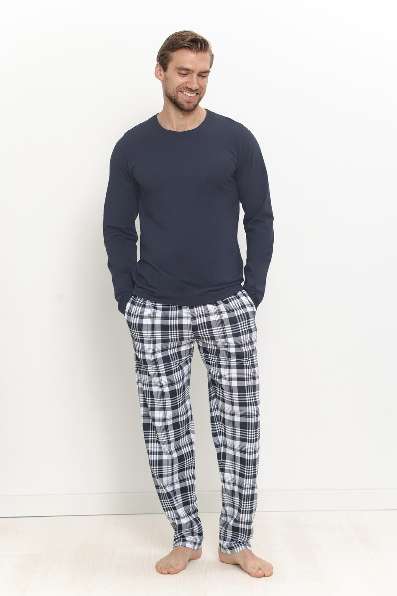 3664 Pánské dlouhé pyžamo DANTE M–2XL tmavě modrá M