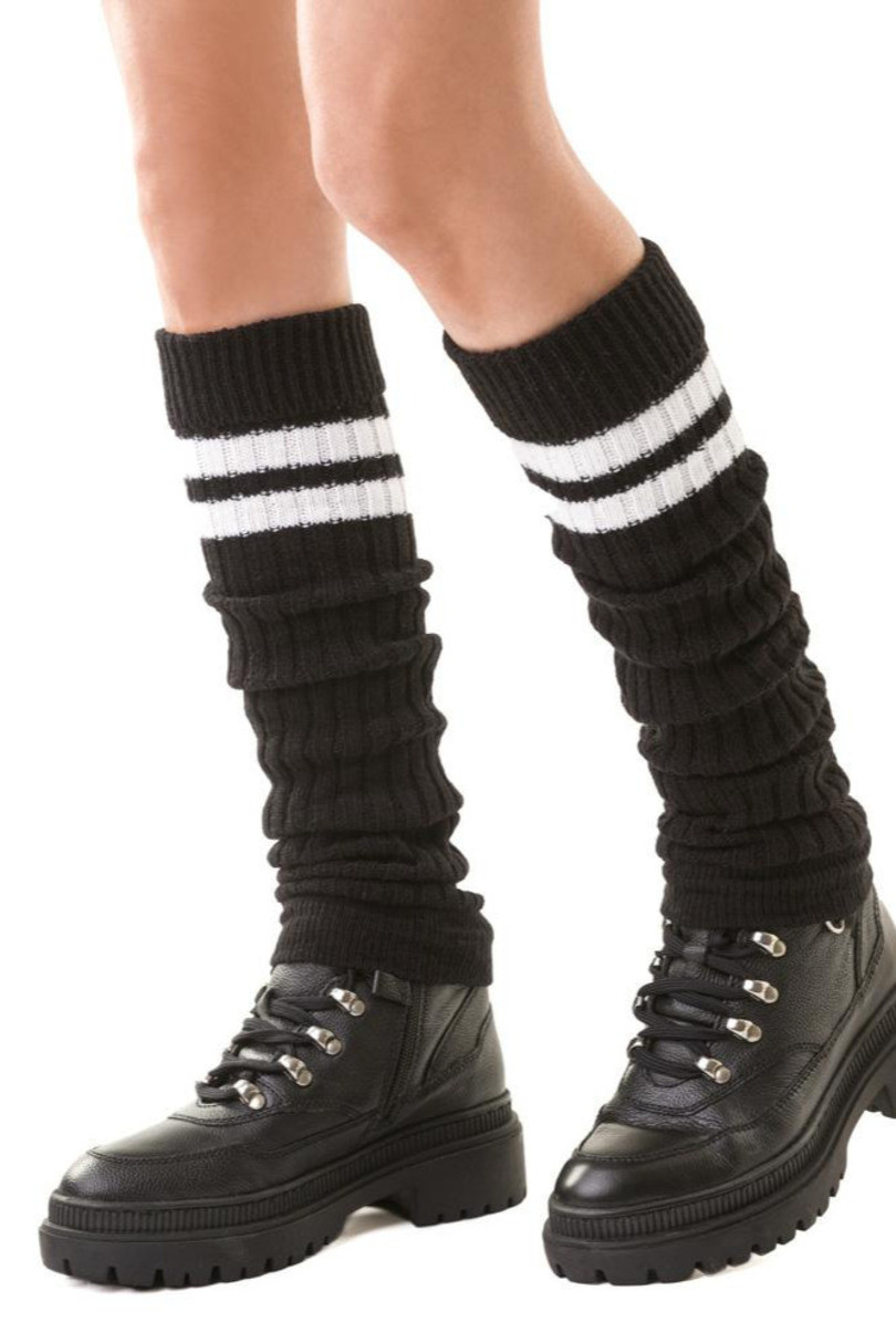 Vlnené gamaše 068 pruhy černá Univerzální