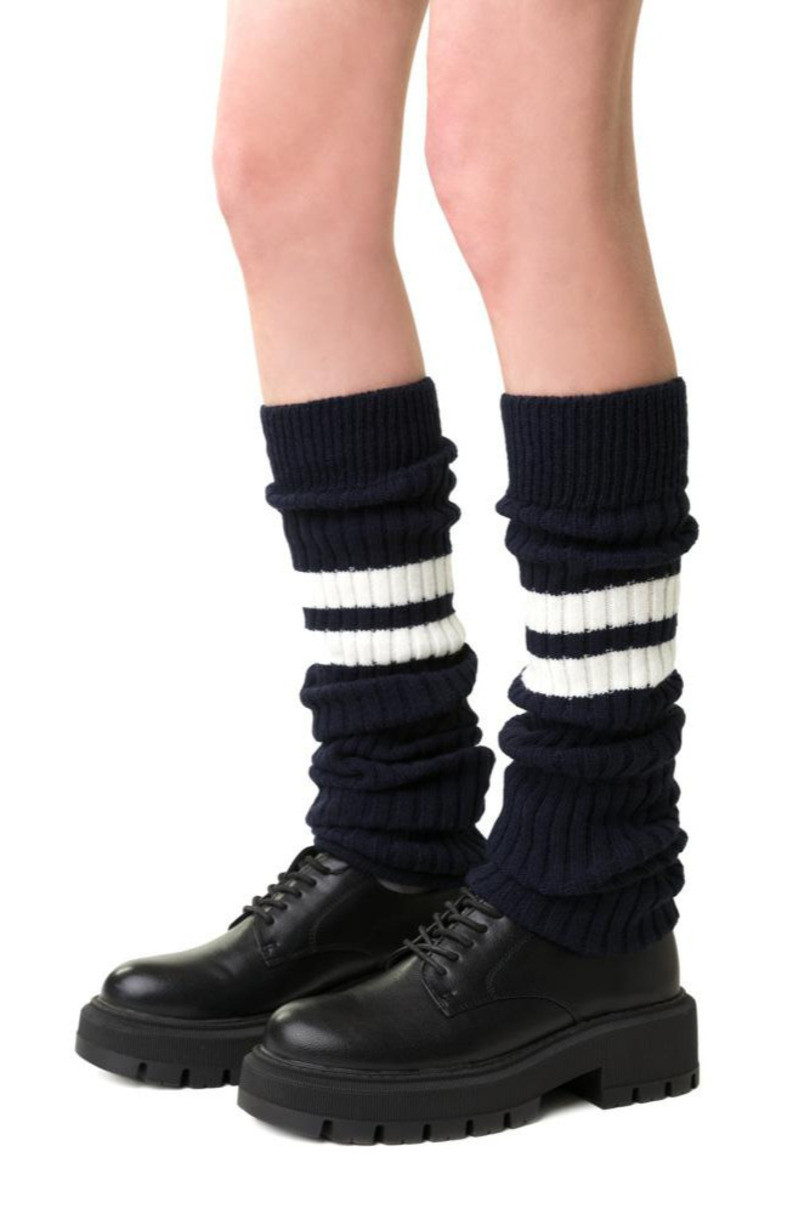 Vlnené gamaše 068 pruhy TMAVĚ MODRÁ/PRUHY Univerzální